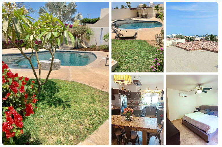 Casa Amueblada 1 Nivel y Sunroof con Vista Al Mar Alberca Residencial Zona Tezal Los Cabos Baja California Sur