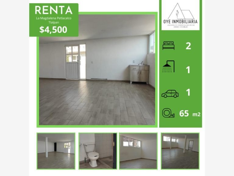 Departamento en Renta en La Magdalena Petlacalco Tlalpan CDMX