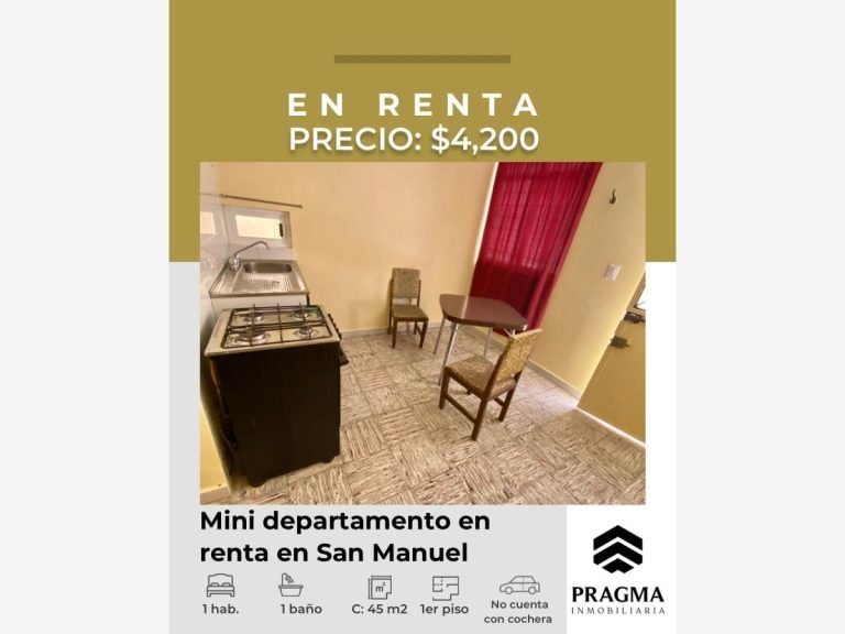 Departamento en Renta en Jardines de San Manuel Puebla
