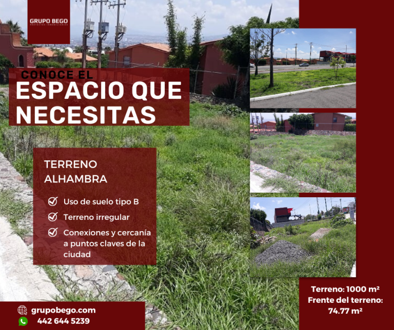 Terreno frente fraccionamiento Alhambra