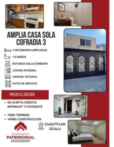 En Venta amplia casa sola impecable, 2 Recamaras Cuautitlan Izcalli