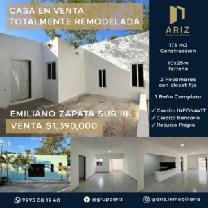 Casa totalmente remodelada en venta – Emiliano Zapata Sur 3 – Mérida