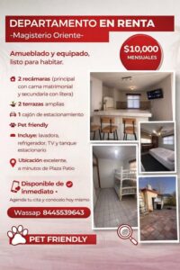 Departamento en Renta – Magisterio Oriente Saltillo