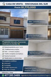 CASA EN VENTA – RINCONADA DEL SUR, Leon Gto.