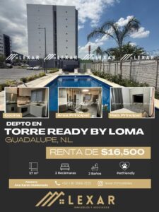 Departamento listo para ti! En Torre Ready by Loma, Guadalupe NL