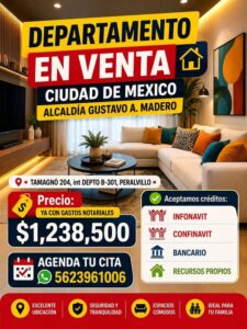 Departamento en VENTA, Alcaldia Gustavo A madero CDMX,