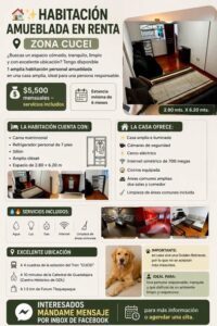 HABITACIÓN AMUEBLADA EN RENTA — ZONA CUCEI Guadalajara, Jalisco