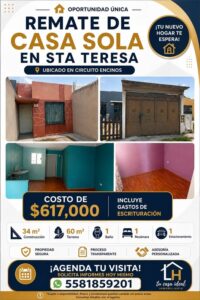 OPORTUNIDAD DE REMATE EN SANTA TERESA, EDO MEX.