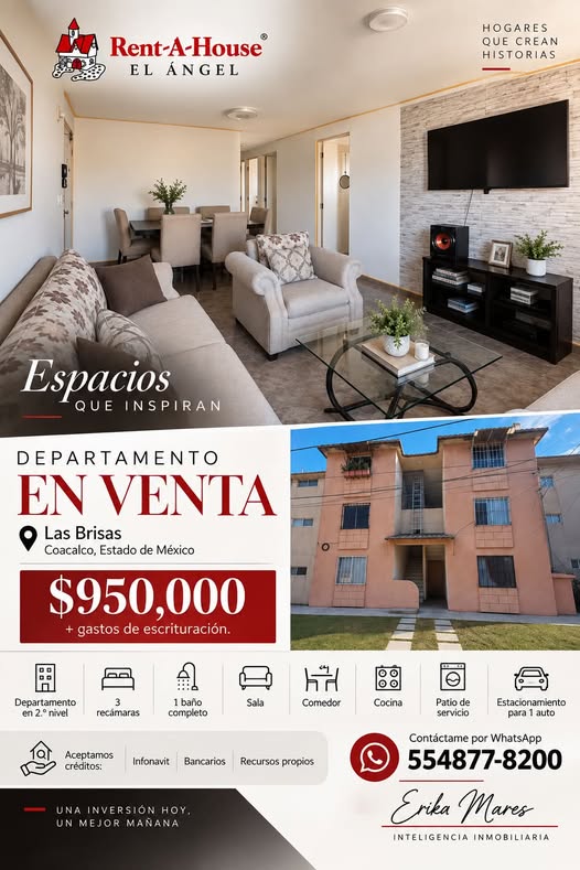 Departamento en Venta 3 Recamaras Las Brisas Coacalco Edo Mex