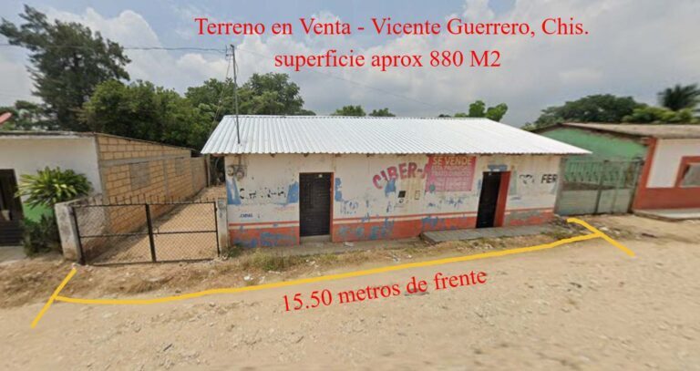 Terreno en Venta con Casita, 880 M2 en Col. Vicente Guerrero, Tuxtla Gutiérrez, Chiapas